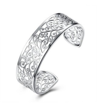 925 Sterling Silver Bangle Bracelet- HTOMT Fashion Simple Open Bangles Cuff Jewelry for Women - 1 - C5187OIC862