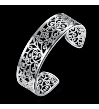 RVM Jewels Long Round Silver Style Open Hand Cuff Bracelet Bangles