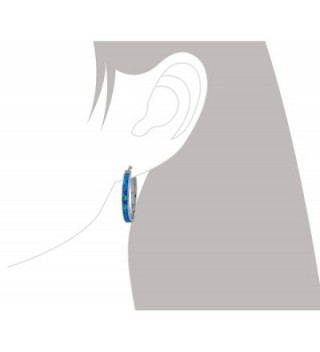 Sterling Silver Synthetic Blue Earrings in Women's Hoop Earrings