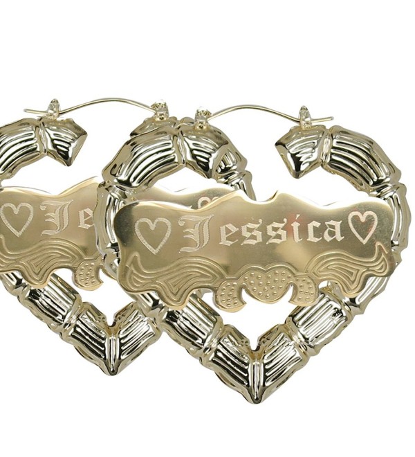 Personalized Gold Heart shape Hoop Name Earrings 2.2" Custom Made with Any Names - CM1847KETR6