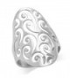 MIMI Sterling Silver Large Long 30MM Filigree Swirl Ring - CL119XW0VCZ