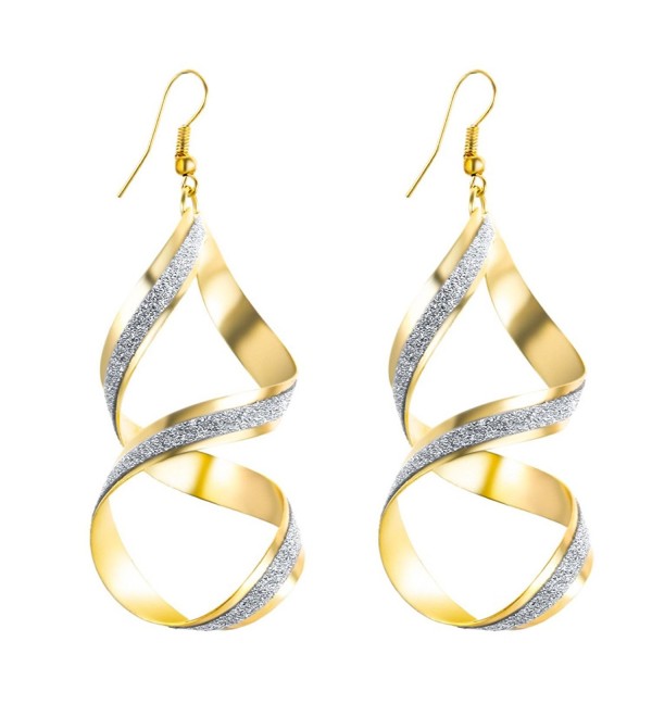 S&Moon Bling Evening Spiral Twist Drop Dangle Earrings for Women - Gold - C7184SNR5YL