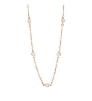 Lesa Michele Womens Cubic Zirconia Station Chain Necklace in Rose Gold over Sterling Silver 36" - CB12NRR2VZ7