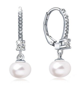 Earrings Sterling Freshwater Cultured Leverback - Button Pearl 8mm - CC12NSGPWXD