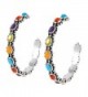 Hoop Turquoise Earrings in Sterling Silver Genuine Turquoise & Gemstones (Multi) - CI18C56TLKR