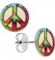 Body Candy Stainless Steel Tie Dyed Peace Sign Glow in the Dark Stud Earrings - C811FW6626F