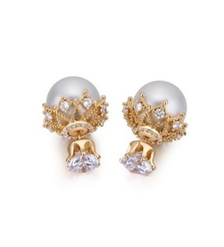 MALANDA imitation pearls earrings excellent Champagne - Champagne gold plated - CJ17YSSS92W
