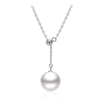 Sterling Silver White 8.5mm Round Freshwater Cultured Pearl Pendant Y Necklace 18" - CL18320QKA7
