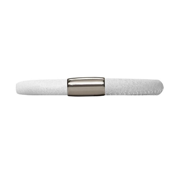 Endless Jewelry Single Wrap White Leather Bracelet with a Steel Lock Finish 12108-19 (7.5 Inches) - CG11QCI9ZZH