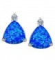 Star K Sterling Silver 7mm Trillion Cut Earring Studs - Blue Created Opal - CB119SR30EB