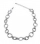 Silver Tone Textured Oval Link Necklace - CY126QMGICV