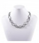 Silver Tone Textured Oval Necklace in Women's Collar Necklaces
