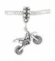 Sterling Silver Oxidized Three Dimensional Dirt Bike Dangle Bead Charm - CH115YON4N9