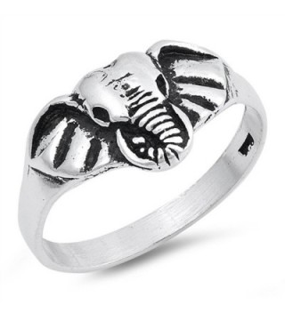 Elephant Head Face Animal Statement Ring New 925 Sterling Silver Band Sizes 5-10 - C512NZHLZGI