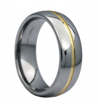 MJ 8mm Gold Plated Center Groove Ring Tungsten Carbide High Polished Band - CA11SEEYNS1