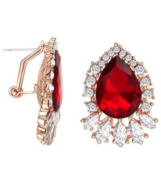 Yoursfs clip earrings for women black rose flower gold plated earring enamel - Red Clip Earrings - CA180KH708E
