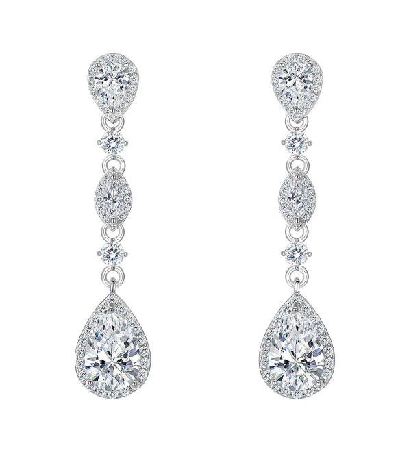 FANZE Zirconia Teardrop Earrings Silver Tone - Earrings: Silver-Tone - CF1855C567Z
