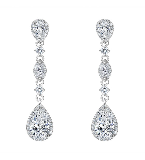 FANZE Zirconia Teardrop Earrings Silver Tone - Earrings: Silver-Tone - CF1855C567Z