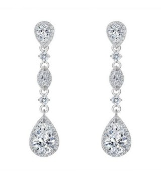 FANZE Zirconia Teardrop Earrings Silver Tone - Earrings: Silver-Tone - CF1855C567Z
