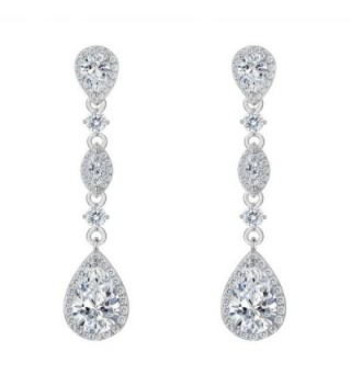 FANZE Zirconia Teardrop Earrings Silver Tone - Earrings: Silver-Tone - CF1855C567Z