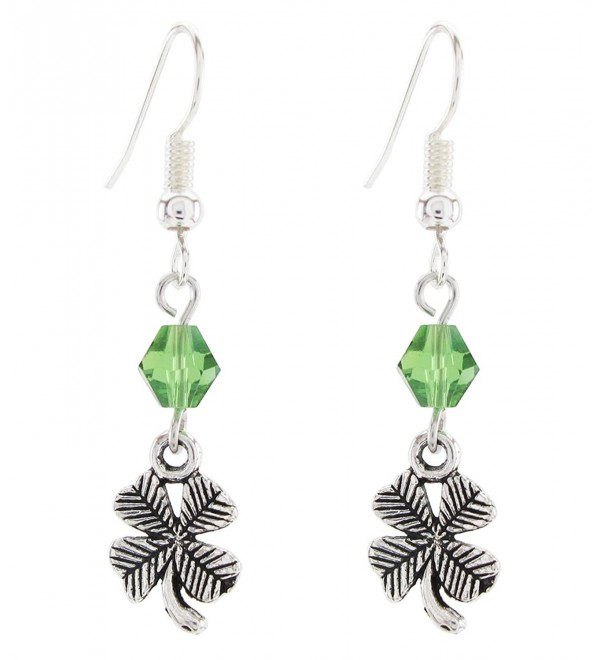 DaisyJewel Green Crystal Antiqued Clover Dangle Earrings - CN12B067SIB