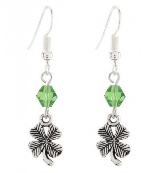DaisyJewel Green Crystal Antiqued Clover Dangle Earrings - CN12B067SIB