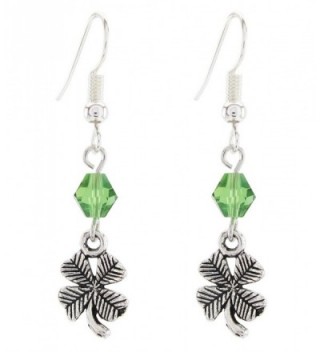 DaisyJewel Green Crystal Antiqued Clover Dangle Earrings - CN12B067SIB