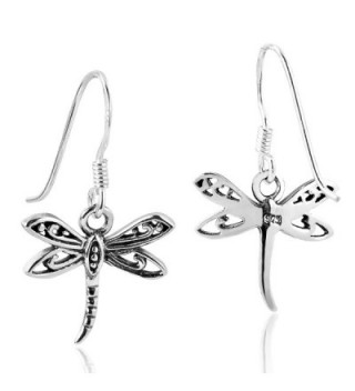 Flying Filigree Dragonfly Sterling Earrings in Women's Drop & Dangle Earrings