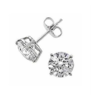 Sterling Silver (925k) Silver Plated Stud Earrings Cubic Zirconia 2.00 ct Size New Lovely - CZ118UZOUQ9