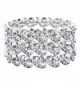 Bridal Wedding Jewelry Crystal Rhinestone Cycle Shape Cut Wide Bracelet Silver - CZ11HKD9L11