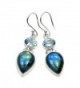 Shimmering Blue Sterling Silver Labradorite- Blue Topaz Dangle Earrings - C012ODLH5XR