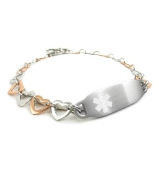 MyIDDr - Pre-Engraved & Customizable Organ Donor Toggle Medical Alert Bracelet- Steel Hearts - C611HUG2Z7Z