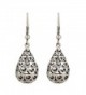 D EXCEED Women's Ethnic Filigree Teardrop Puffed Design Dangling Hook Earrings Antique Silver - CG1822O2R2O