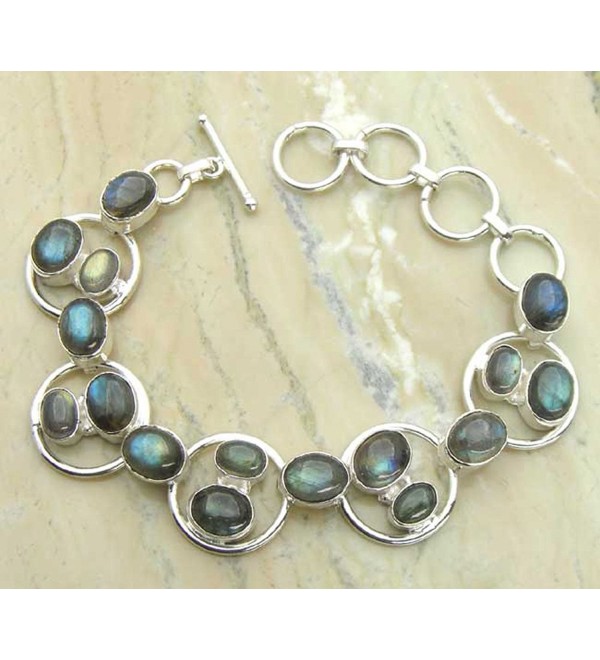 Genuine Labradorite & .925 Sterling Silver Overlay Handmade Bracelet Jewelry - CG127EQ36ZZ