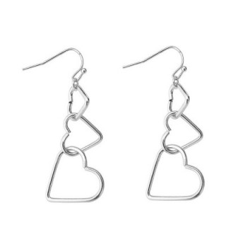Fashion Interlocking Three Hearts Pendant Necklace For Women Girls Alloy Silver - Silver Earrings - C91802YXI2G