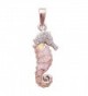 Rose Gold Plated Lab Created Opal Seahorse .925 Sterling Silver Pendant - C217YKDHI3R