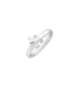 Silver Stackable Puzzle Piece Awareness Ring - CE1189I6U47