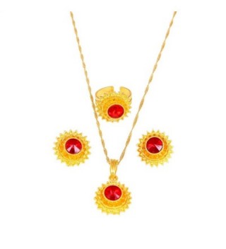Jewelry Ethiopian Gold Earrings Pendant - Red - CQ184C2DNYW