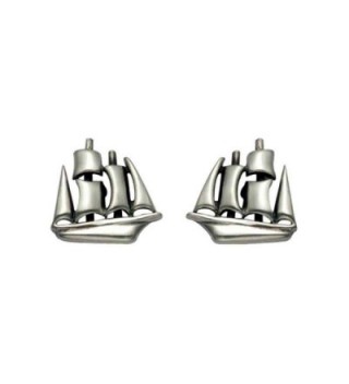 Small Sterling Silver Clipper Ship Stud Earrings - CL110WYY6EH