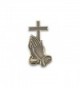 Praying Hands With Cross Antique Gold Diestruck Lapel Pin - CB18883QY68