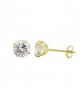 10K Yellow Gold Round Cubic Zirconia (CZ) Double Basket Push Back Stud Earrings - 2 mm to 10 mm - CI11ORDYQ7B