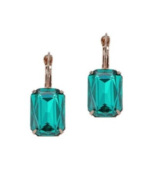 eManco Crystal Earrings for Women Gold Plated Copper Drop Lever-back Statement Dangle Earring (Peacock Green) - CX12JKUM3ED
