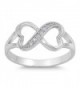 Clear CZ Heart Infinity Love Ring New .925 Sterling Silver Thumb Band Sizes 4-10 - C5187Z5OM57