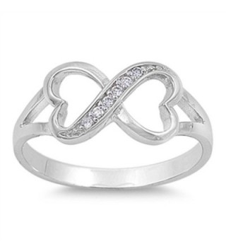 Clear CZ Heart Infinity Love Ring New .925 Sterling Silver Thumb Band Sizes 4-10 - C5187Z5OM57