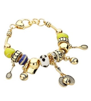 Rosemarie Collections Women's Tennis Theme Beaded Charm Bracelet - Gold - C911V2SGCJ9
