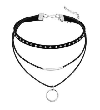 AnaZoz Womens Necklace Pendant Studded - Silver Black - C512NRTATYM