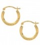 10k Yellow Gold Shiny Diamond Cut Round Hoop Earrings- Diameter 15mm - C5122T5EUKV