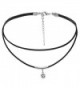 Bishilin Braided Black Leather Cord Women Choker Layered Necklace with Zirconia - C912NUPF7UC