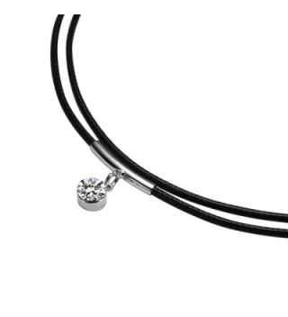 Bishilin Braided Leather Necklace Zirconia