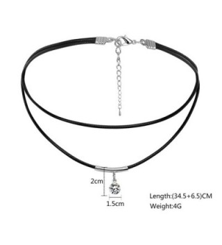Bishilin Braided Leather Necklace Zirconia in Women's Choker Necklaces